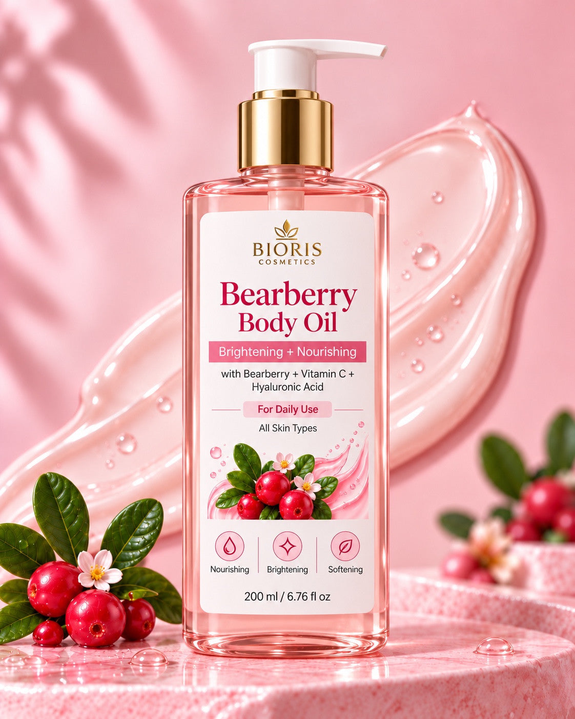 Bearberry Body Oil — included in the three-product Bearberry body care set